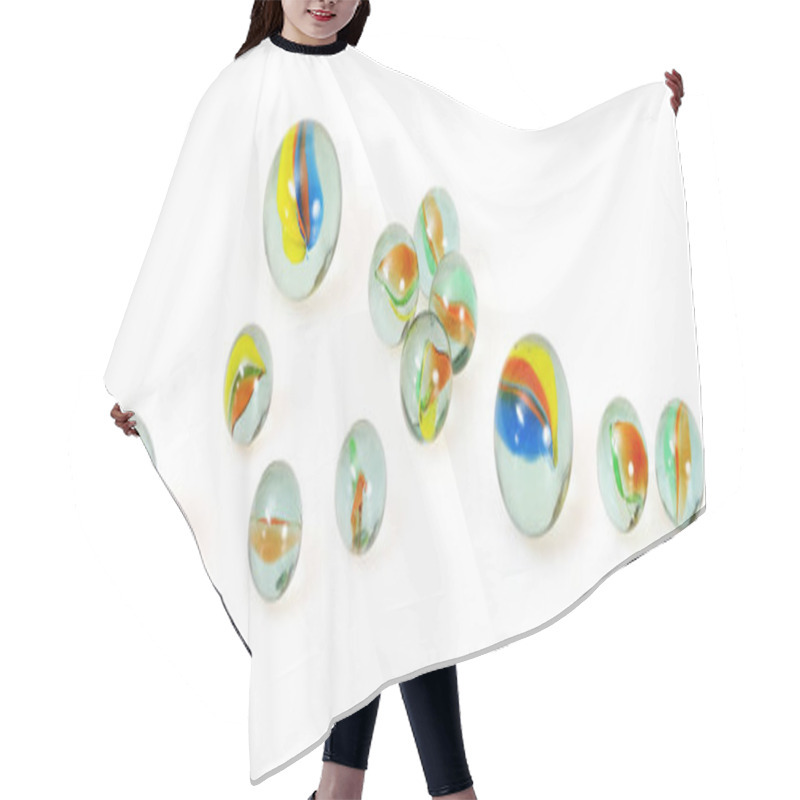 Personality  Glass Transparent Balls On A White Background Hair Cutting Cape