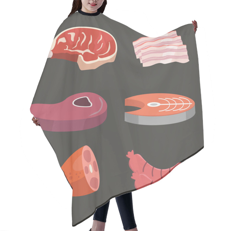 Personality  Set Of Different Kinds Of Meat Hair Cutting Cape