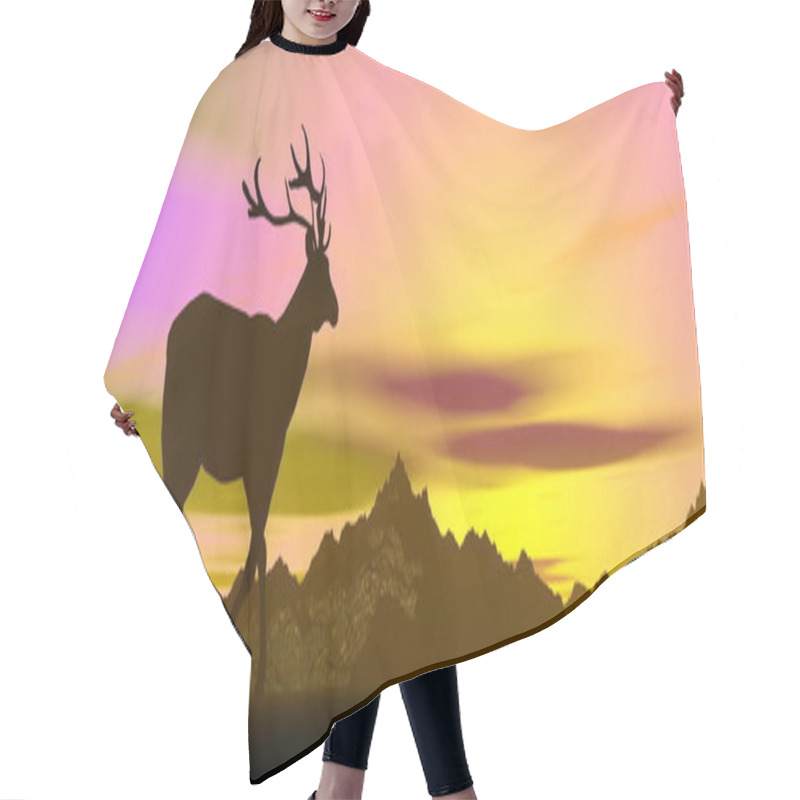 Personality  Elk Shadow By Sunset - 3D Render Hair Cutting Cape