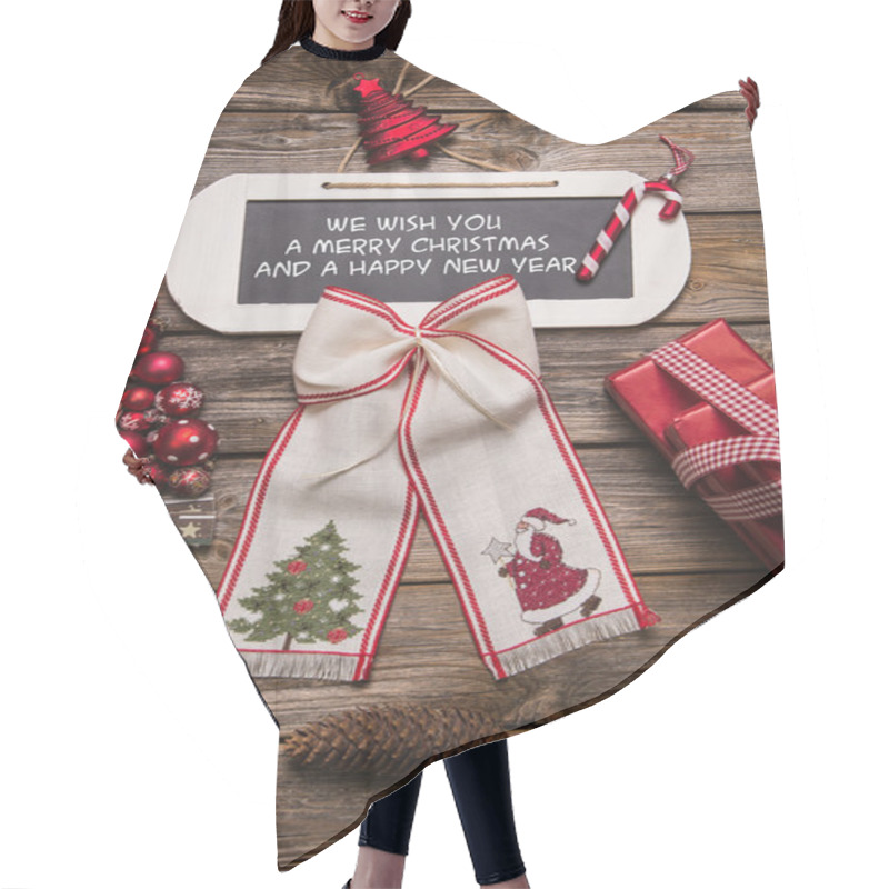 Personality  Xmas Card: We Wish You A Merry Christmas And A Happy New Year. Hair Cutting Cape