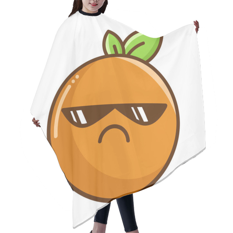 Personality  Kawaii Bad Sunglasses Orange Fruit Cartoon Illustration Isolated On White Background Hair Cutting Cape