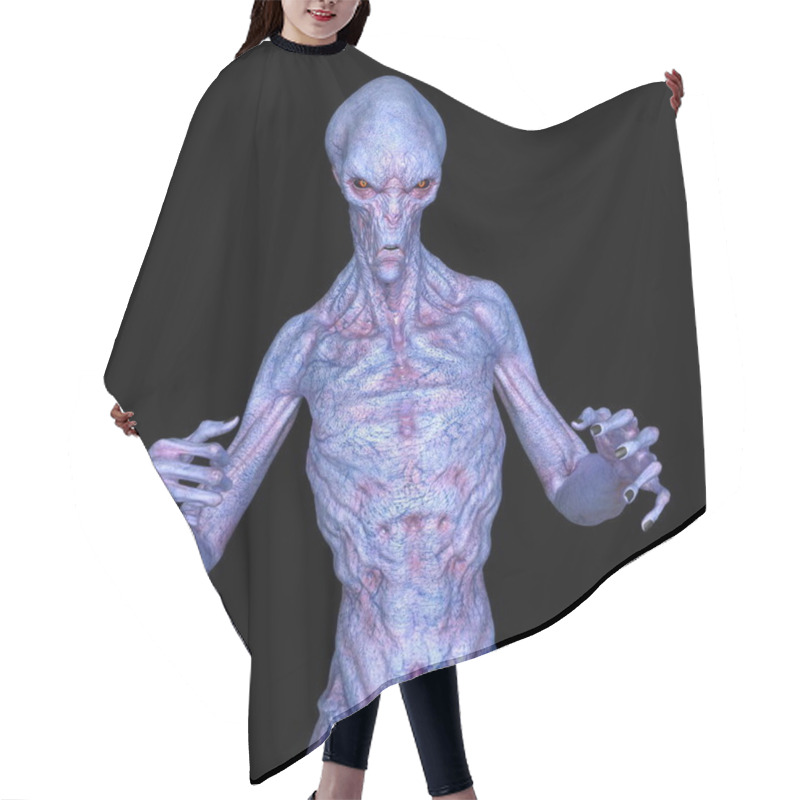 Personality  3D CG Rendering Of An Alien Hair Cutting Cape