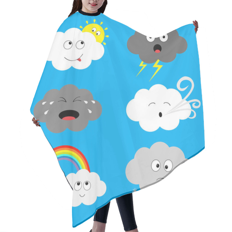 Personality  Cloud Emoji Icon Set  Hair Cutting Cape