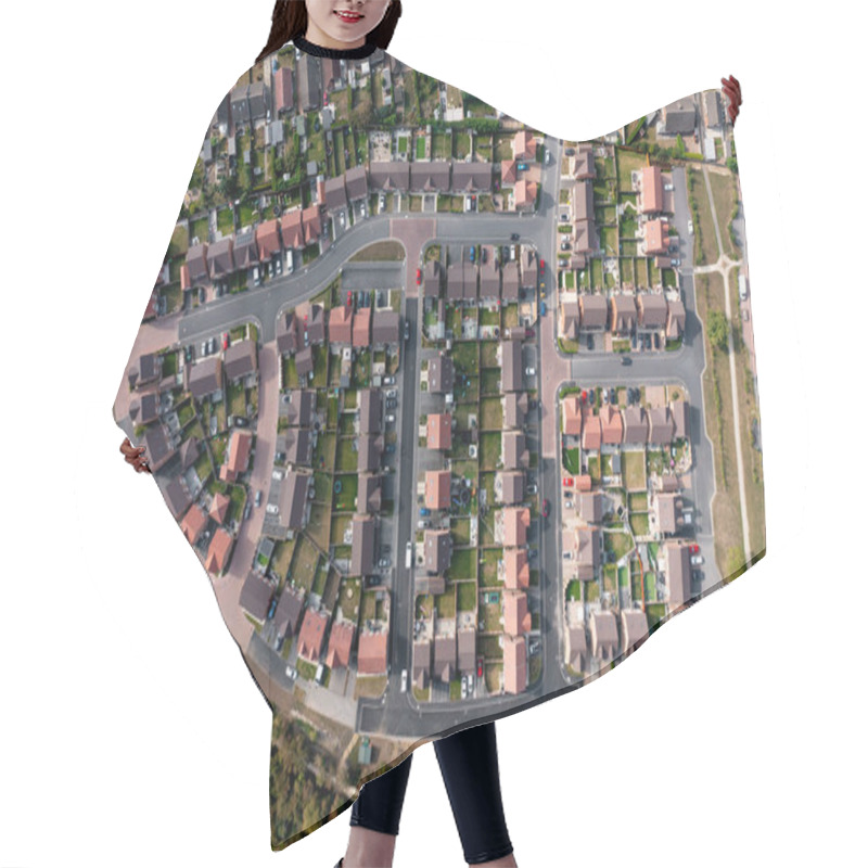 Personality  Aerial View Directly Above A New Build Housing Development On The Outskirts Of A Village In A Housing Expansion Concept Hair Cutting Cape