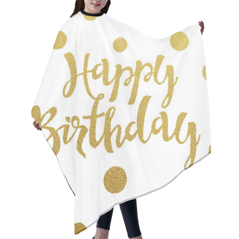 Personality  Happy Birthday - Gold Glittering Lettering Hair Cutting Cape