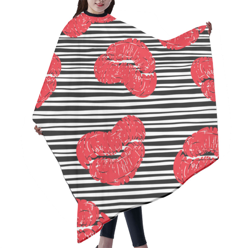 Personality  Print Kisses Lips Pattern Hair Cutting Cape