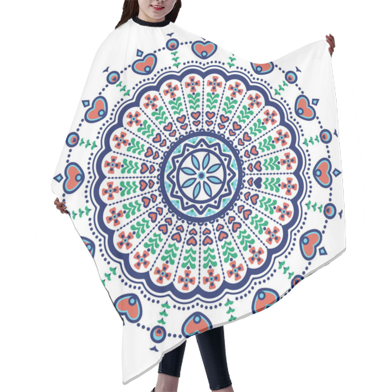 Personality  Ethnic Mandala-like Pattern With Flower And Heart Symbols Hair Cutting Cape