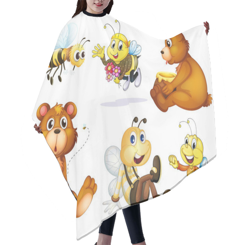 Personality  Two Bears And Four Bees Hair Cutting Cape