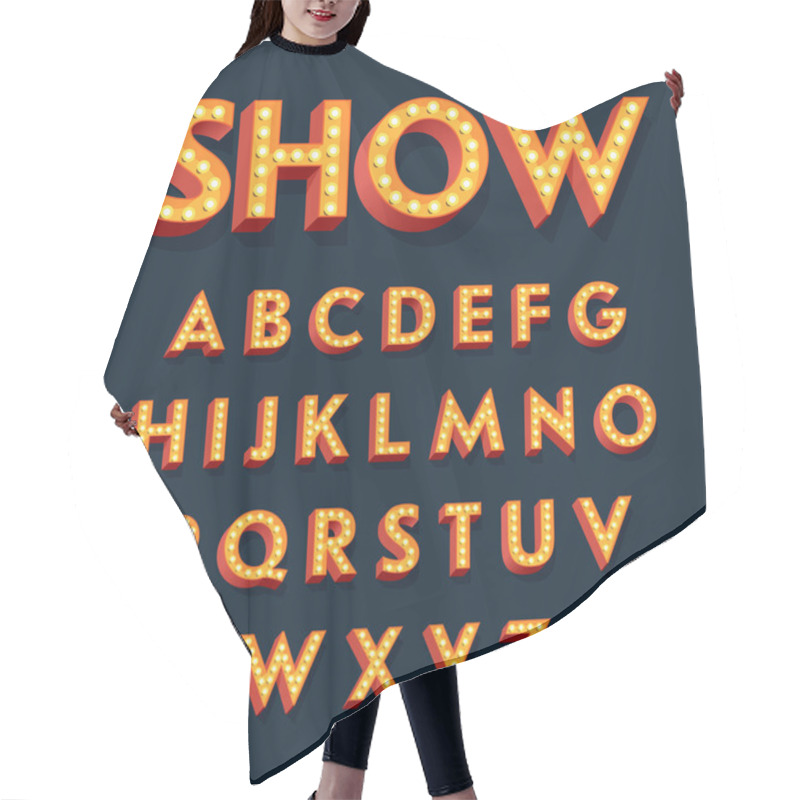 Personality  Letters With Light Bulbs. Hair Cutting Cape