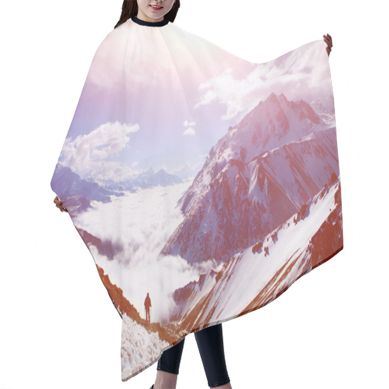 Personality  Snow Capped Mountains. Hair Cutting Cape