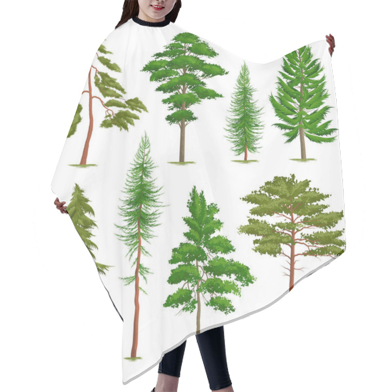 Personality  Realistic Pine Trees Set Hair Cutting Cape