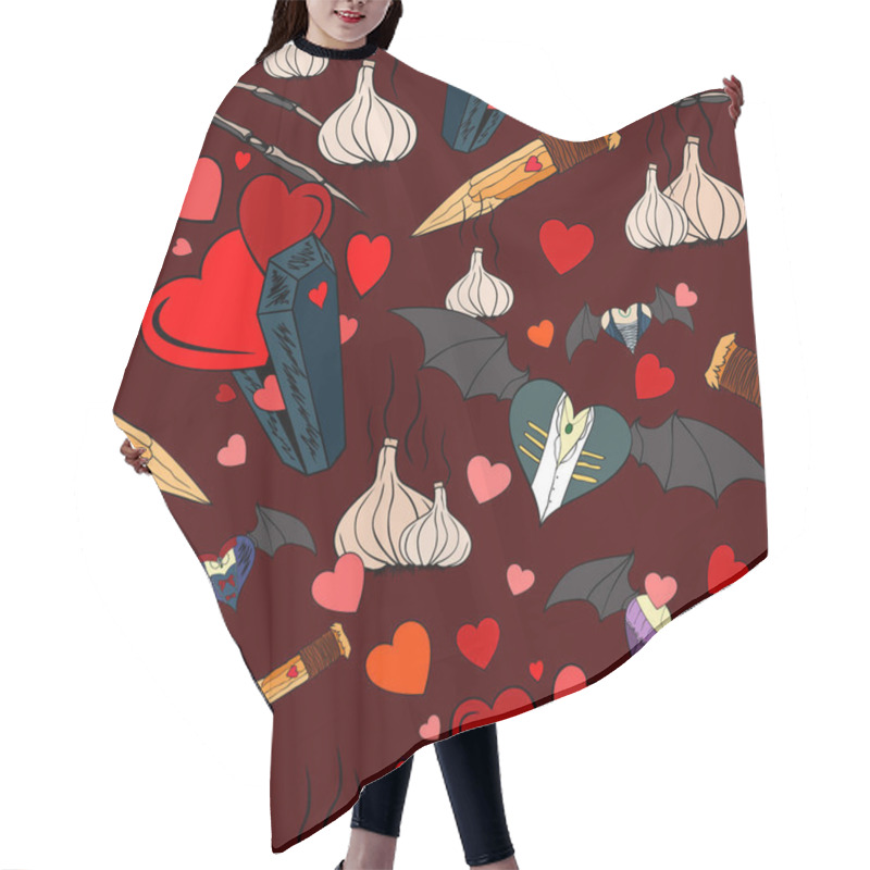 Personality  Seamless Pattern With Vampires Theme For The Valentine Day Hair Cutting Cape