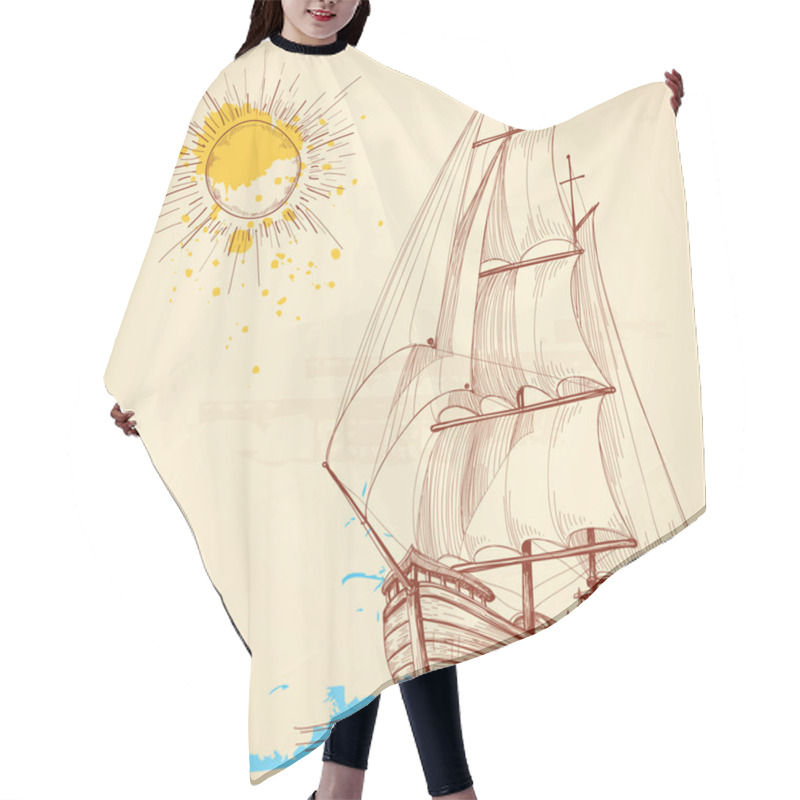 Personality  Vector Sailing Boat Hair Cutting Cape