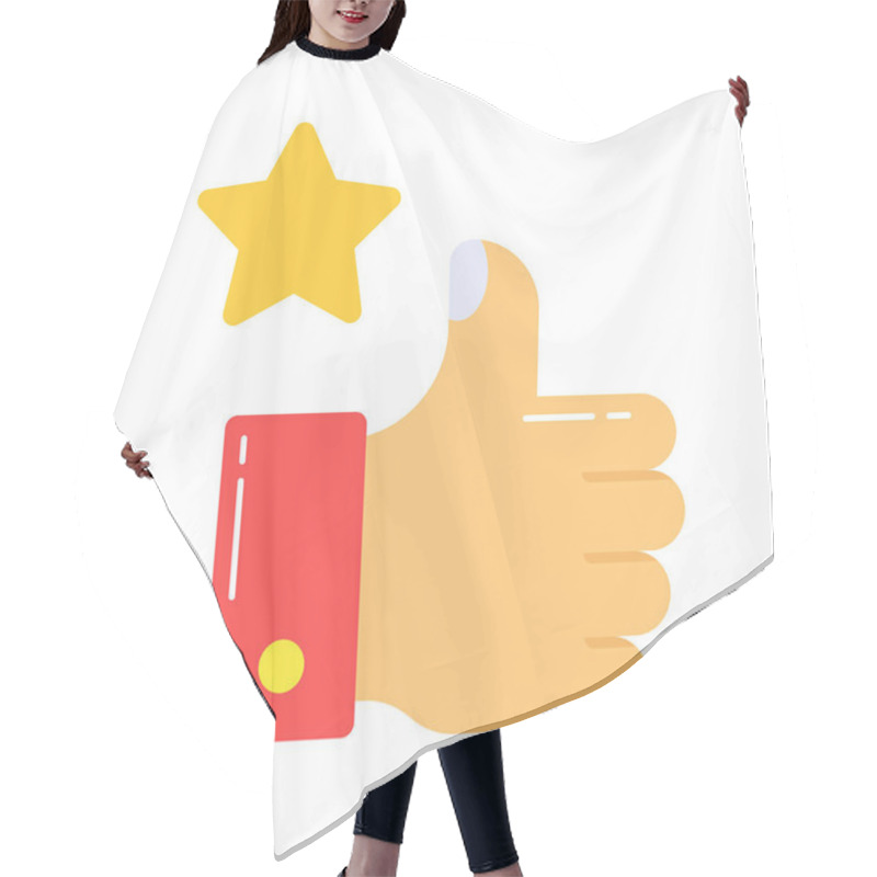 Personality  Thumb Up With Star, Vector Design Of Feedback Hair Cutting Cape