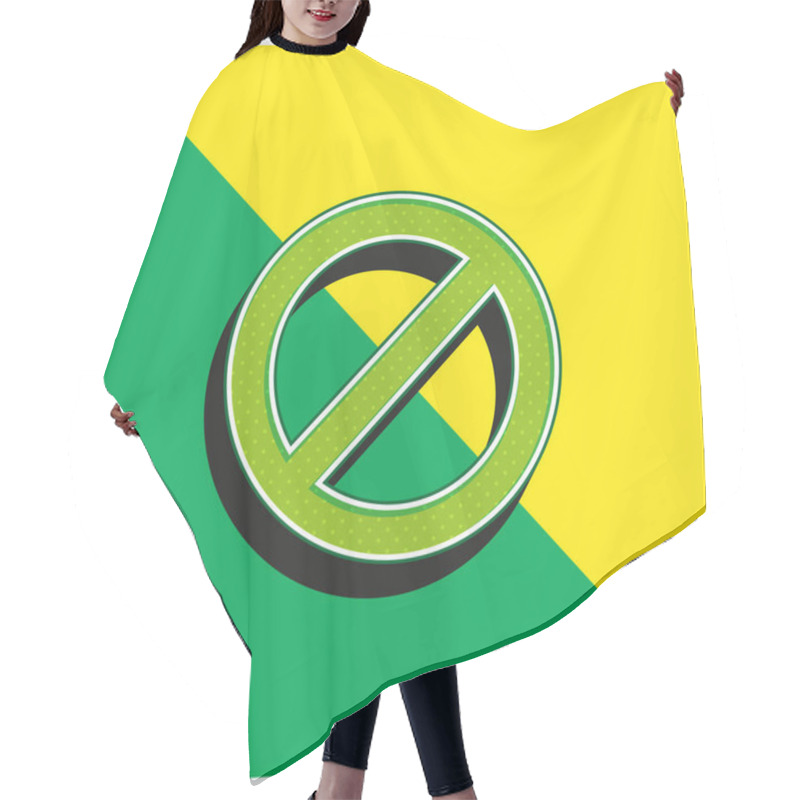 Personality  Ban Green And Yellow Modern 3d Vector Icon Logo Hair Cutting Cape