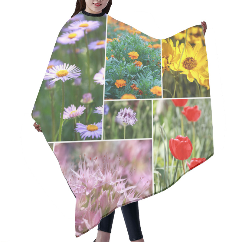 Personality  Spring Flower Collage From Several Image Hair Cutting Cape