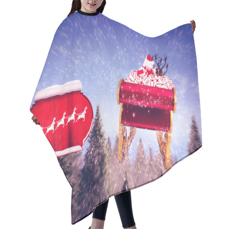 Personality  Santa Flying On Sleigh Hair Cutting Cape