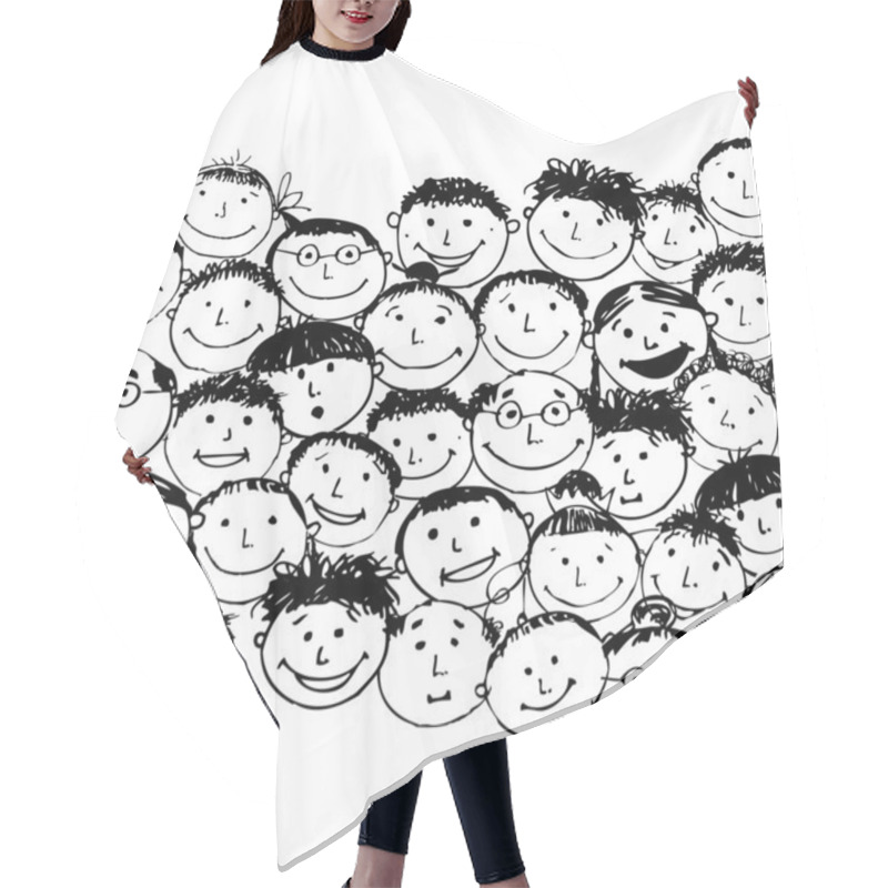 Personality  Crowd Of Funny Peoples, Seamless Background For Your Design Hair Cutting Cape