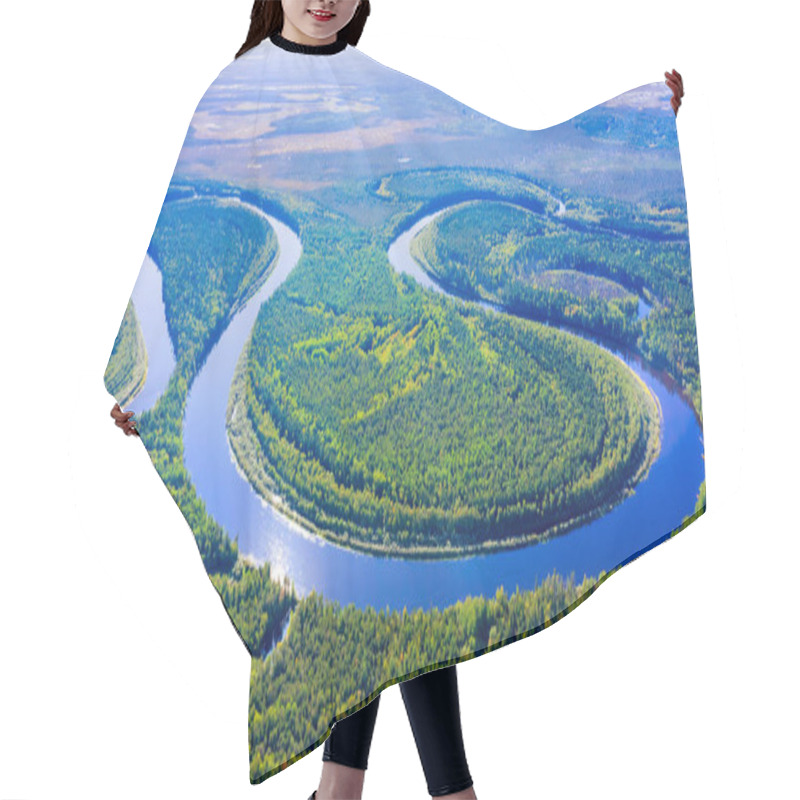 Personality  Aerial Photography Of Landscape In Western Siberia. Agan River, Tributary Of Ob River. Hair Cutting Cape