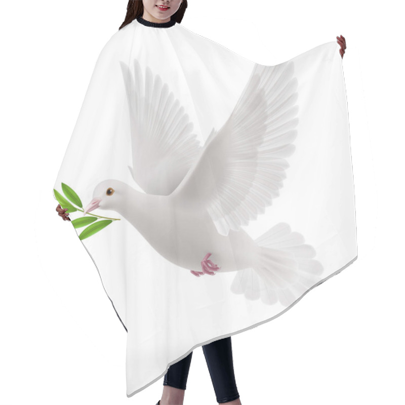 Personality  Dove Flying With A Green Twig In Its Beak Hair Cutting Cape