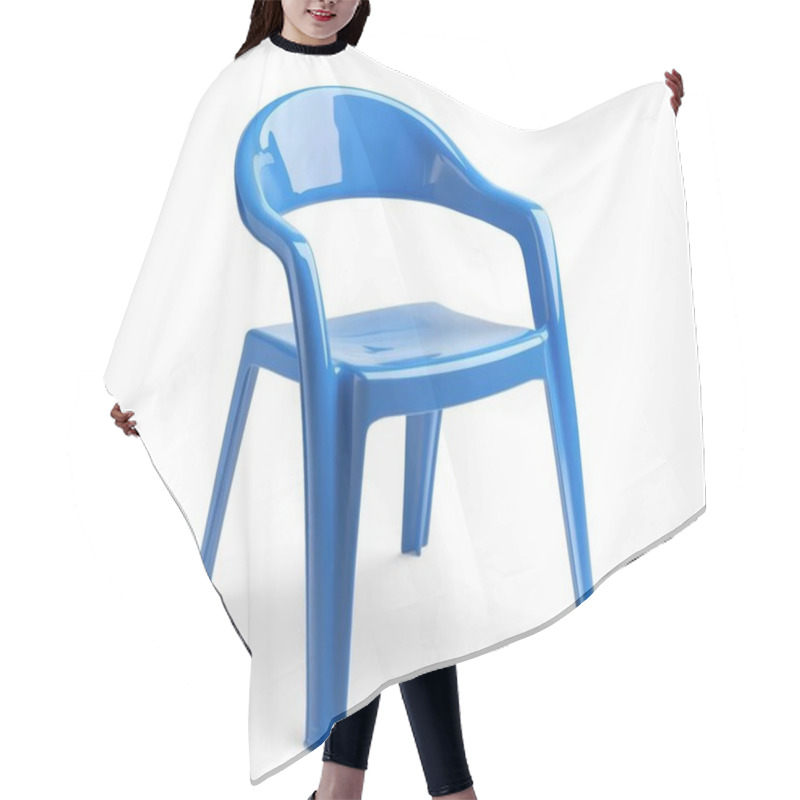 Personality  A Vibrant Blue Plastic Chair With A Modern Design, Perfect For Outdoor And Indoor Settings. Hair Cutting Cape