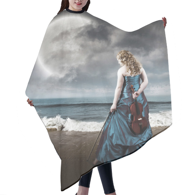 Personality  Violin At The Beach Hair Cutting Cape