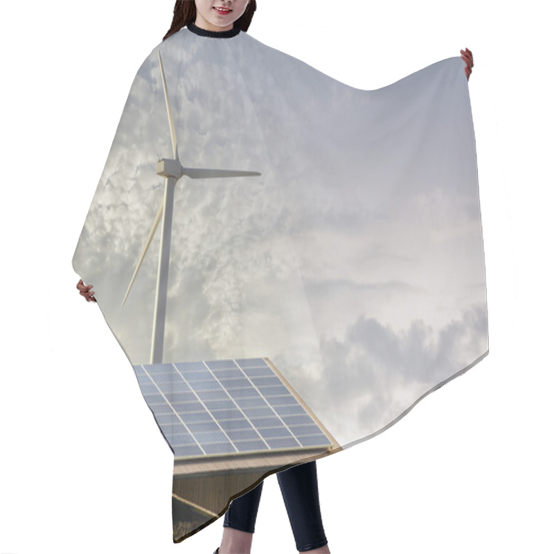 Personality  Photovoltaic Panel And Wind Mill Ecologic Energy Hair Cutting Cape