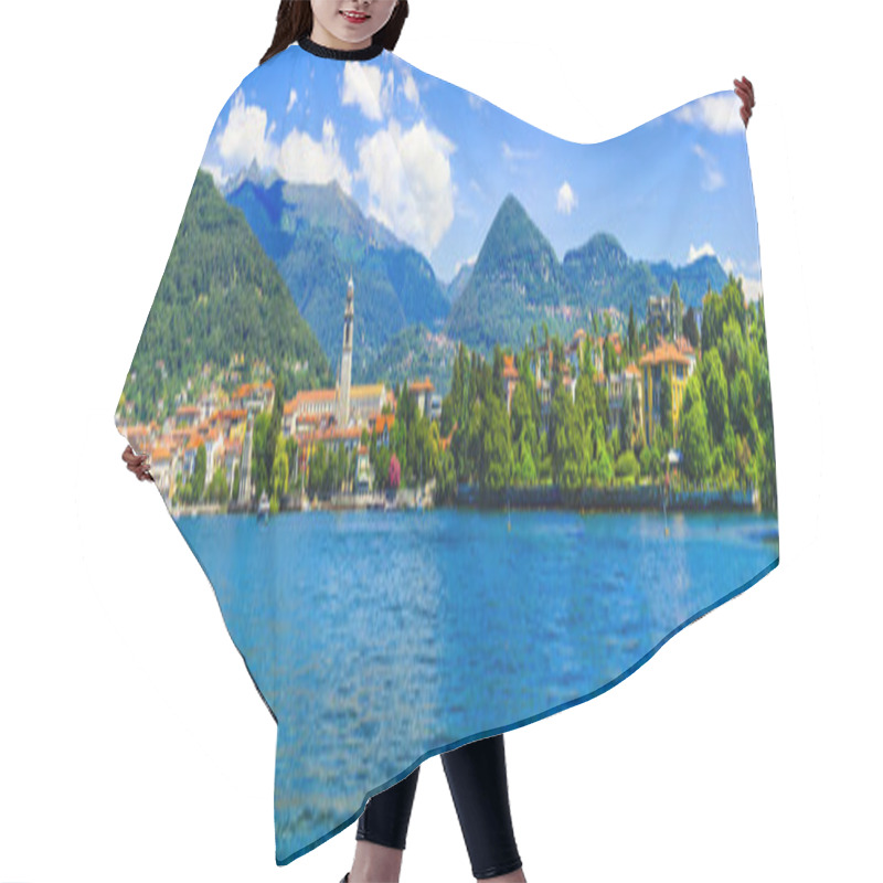 Personality  Picturesque Lake Lago Maggiore. View Of Charming Town Pallanza.  Hair Cutting Cape