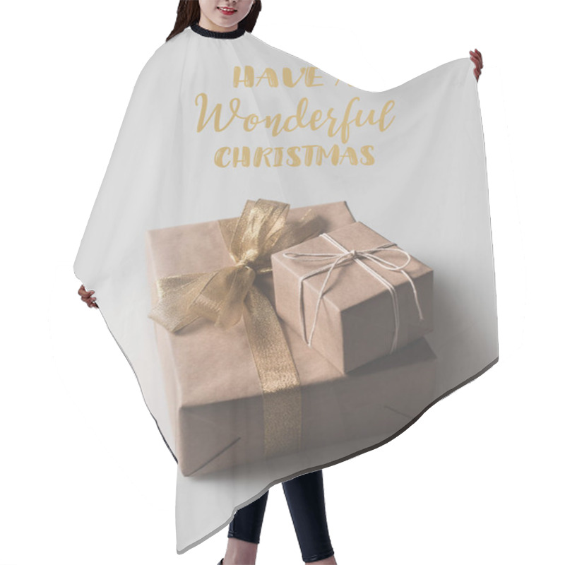 Personality  Christmas Presents In Craft Paper Hair Cutting Cape