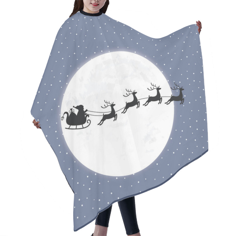 Personality  Santa With Reindeer On The Background Of The Moon And Snow Hair Cutting Cape