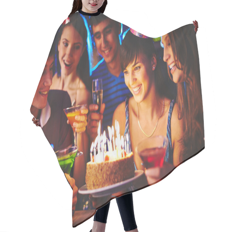 Personality  Girl Looking At Birthday Cake Hair Cutting Cape