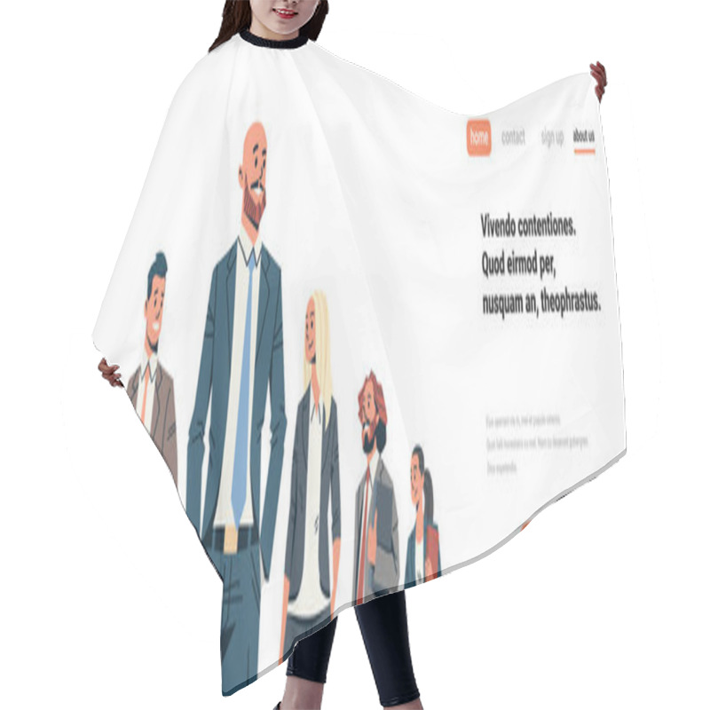 Personality  Business People Team Leader Businessmen Women Standing Together Leadership Concept Male Female Cartoon Character Portrait Isolated Horizontal Banner Flat Copy Space Hair Cutting Cape