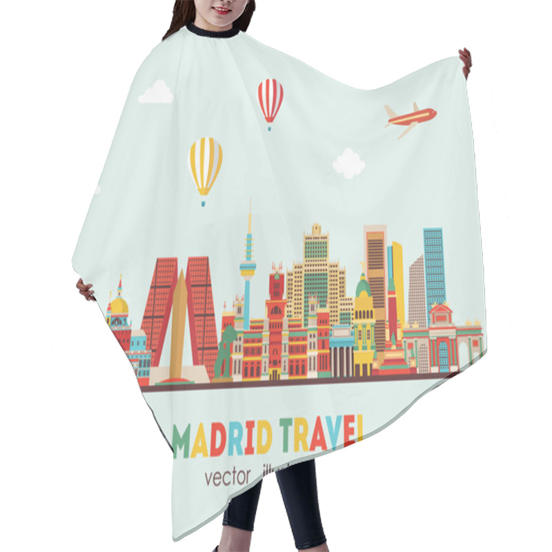 Personality  Madrid  Skyline Detailed Silhouette Hair Cutting Cape