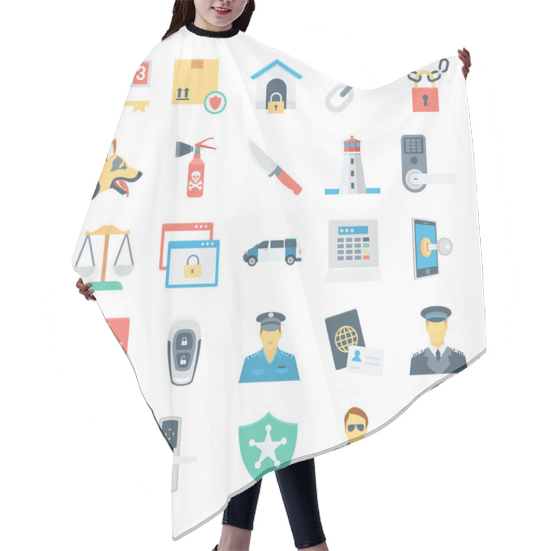 Personality  Crime And Security Vector Icons 5 Hair Cutting Cape