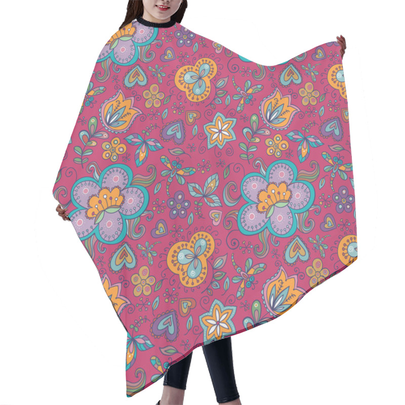 Personality  Fantasy Floral Seamless Pattern Hair Cutting Cape