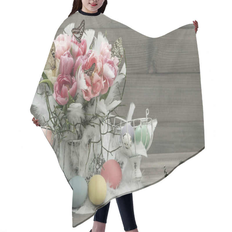 Personality  Pink Tulips, Feathers, Butterflies And Easter Eggs Hair Cutting Cape