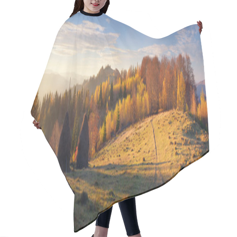 Personality  Haystacks In Mountain Village  Hair Cutting Cape