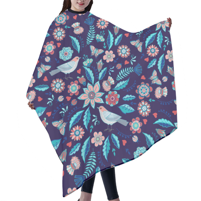 Personality  Floral Pattern With Birds Hair Cutting Cape