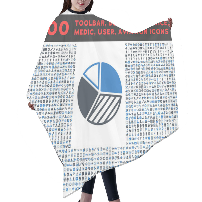 Personality  Pie Chart Icon With Large Pictogram Collection Hair Cutting Cape