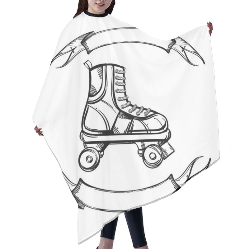 Personality  Retro Roller Skates Isolated On White Background Hair Cutting Cape