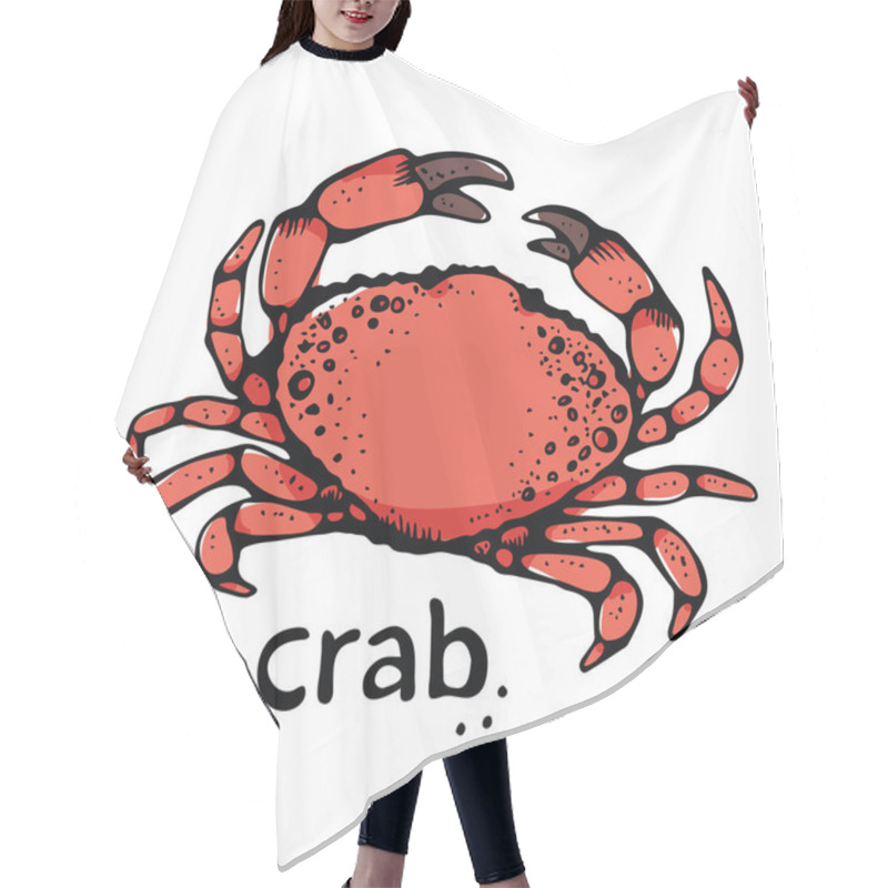 Personality  Crab Vector Illustration, Hand Drawn Sketch, Isolated On White Background Hair Cutting Cape