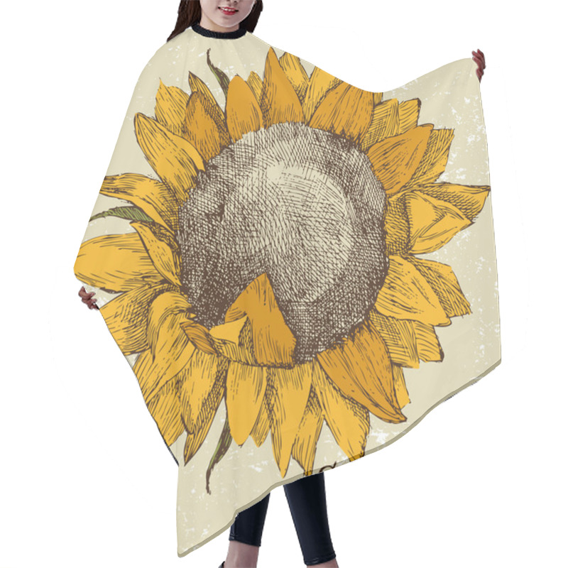 Personality  Hand Drawn Sunflower Hair Cutting Cape