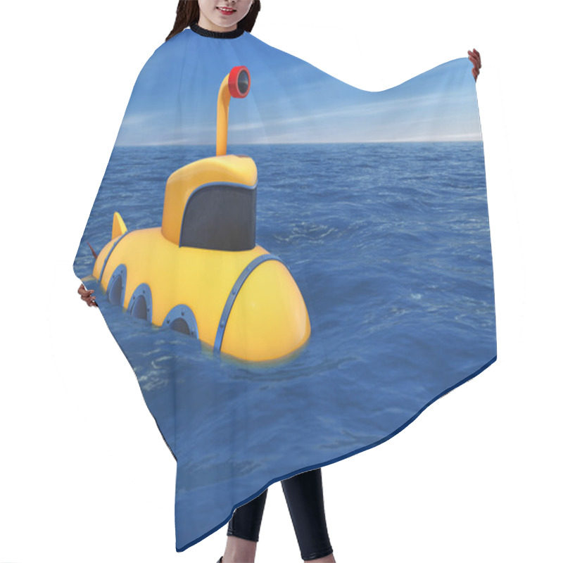 Personality  Cartoon Styled Submarine In Ocean. 3d Rendering Hair Cutting Cape