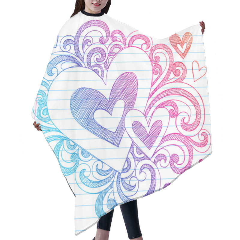 Personality  Valentine's Day Hearts Sketchy Doodles Love Vector Hair Cutting Cape