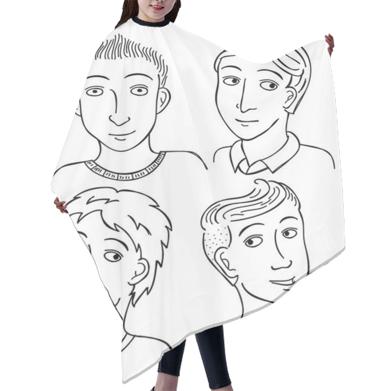 Personality  Set Of Cartoon Faces Hair Cutting Cape