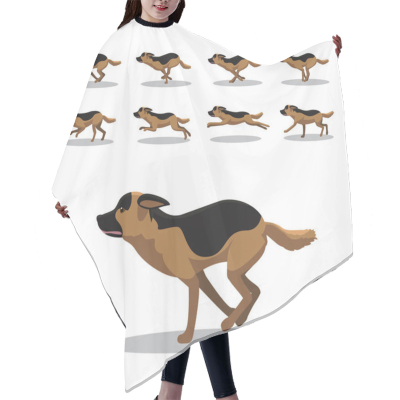 Personality  German Shepherd Running Side Cartoon Animation Frame Vector Hair Cutting Cape