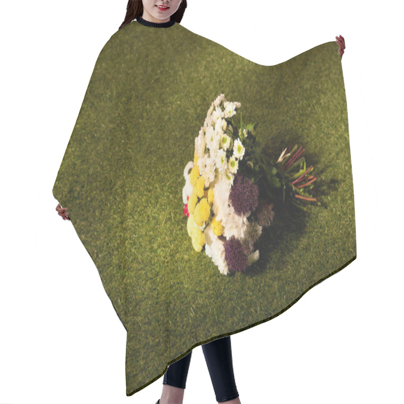 Personality  Bouquet Of Flowers On Green Grass With Copy Space Hair Cutting Cape