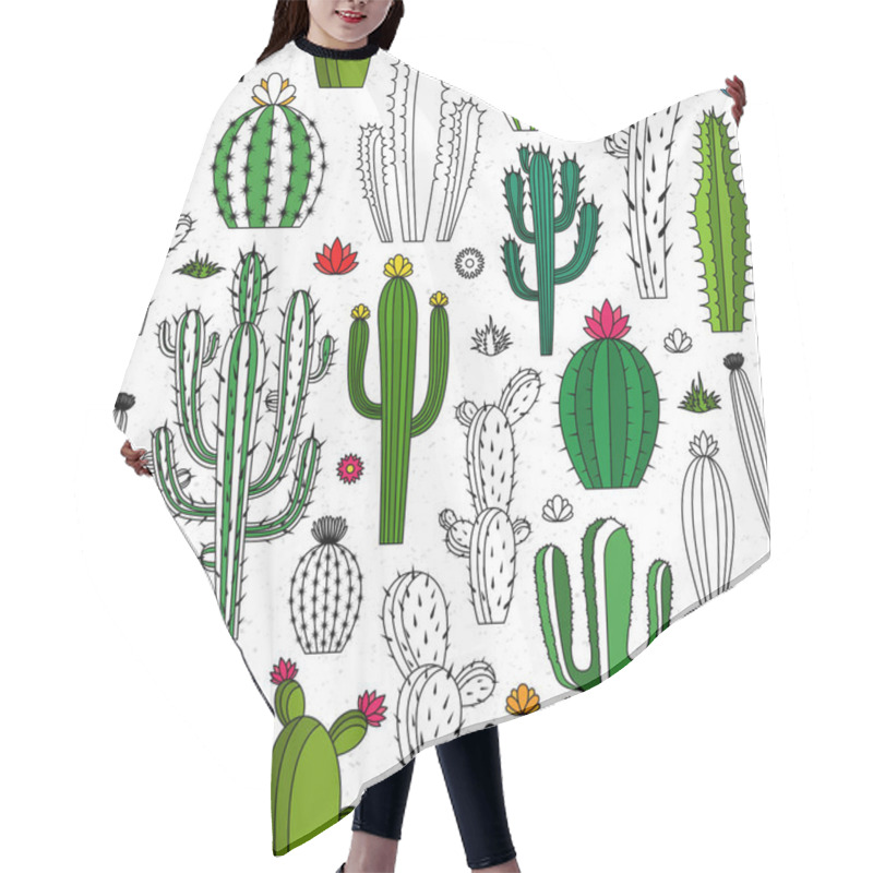 Personality  Vector Cactus Seamless Pattern Hair Cutting Cape