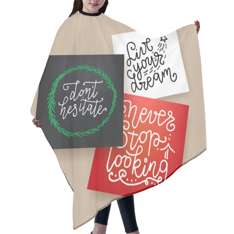 Personality  Set Of Hand Lettering Greeting Cards Hair Cutting Cape