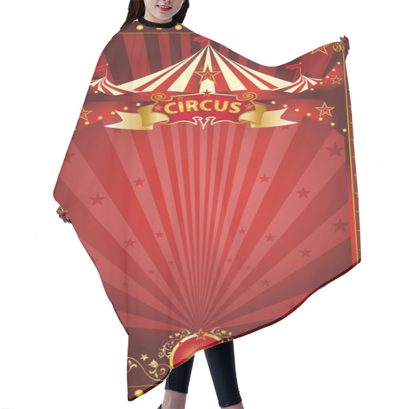 Personality  Fun Red Circus Poster Hair Cutting Cape